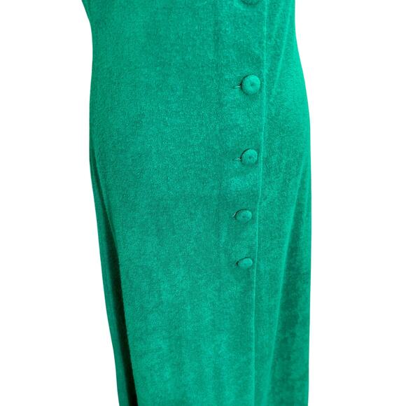 Vintage Retro 70s Green Terry Cloth Button Strapless Tubetop Coverup Dress Small - Picture 3 of 11